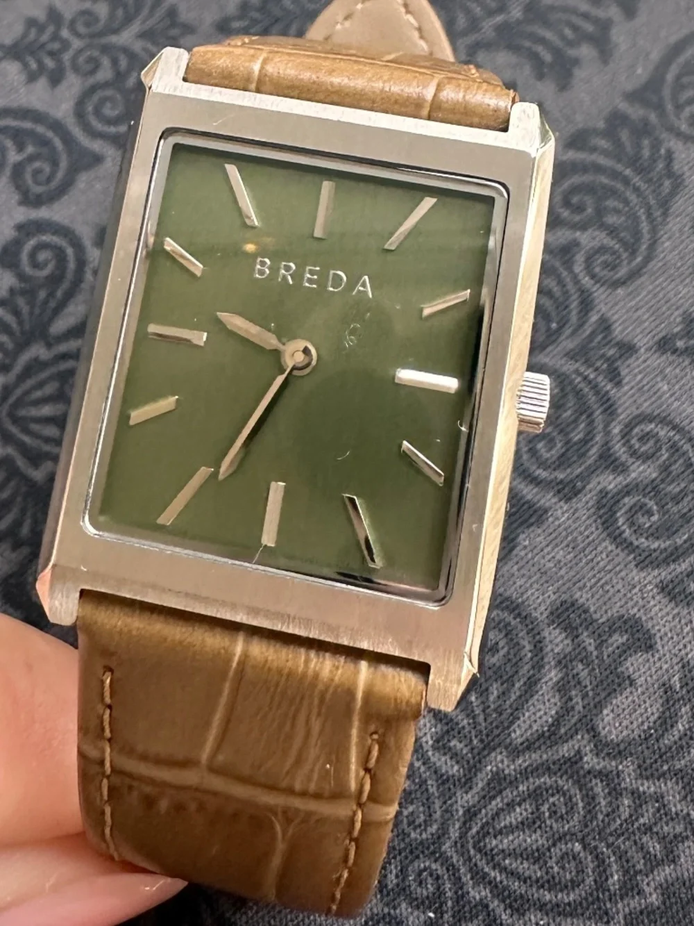 BREDA Virgil 26mm Green Dial Tan Leather Watch Needs Battery